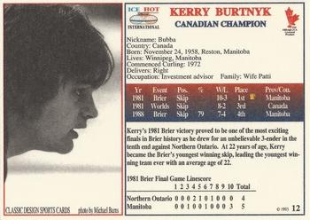 1993 Ice Hot International #12 Kerry Burtnyk Back